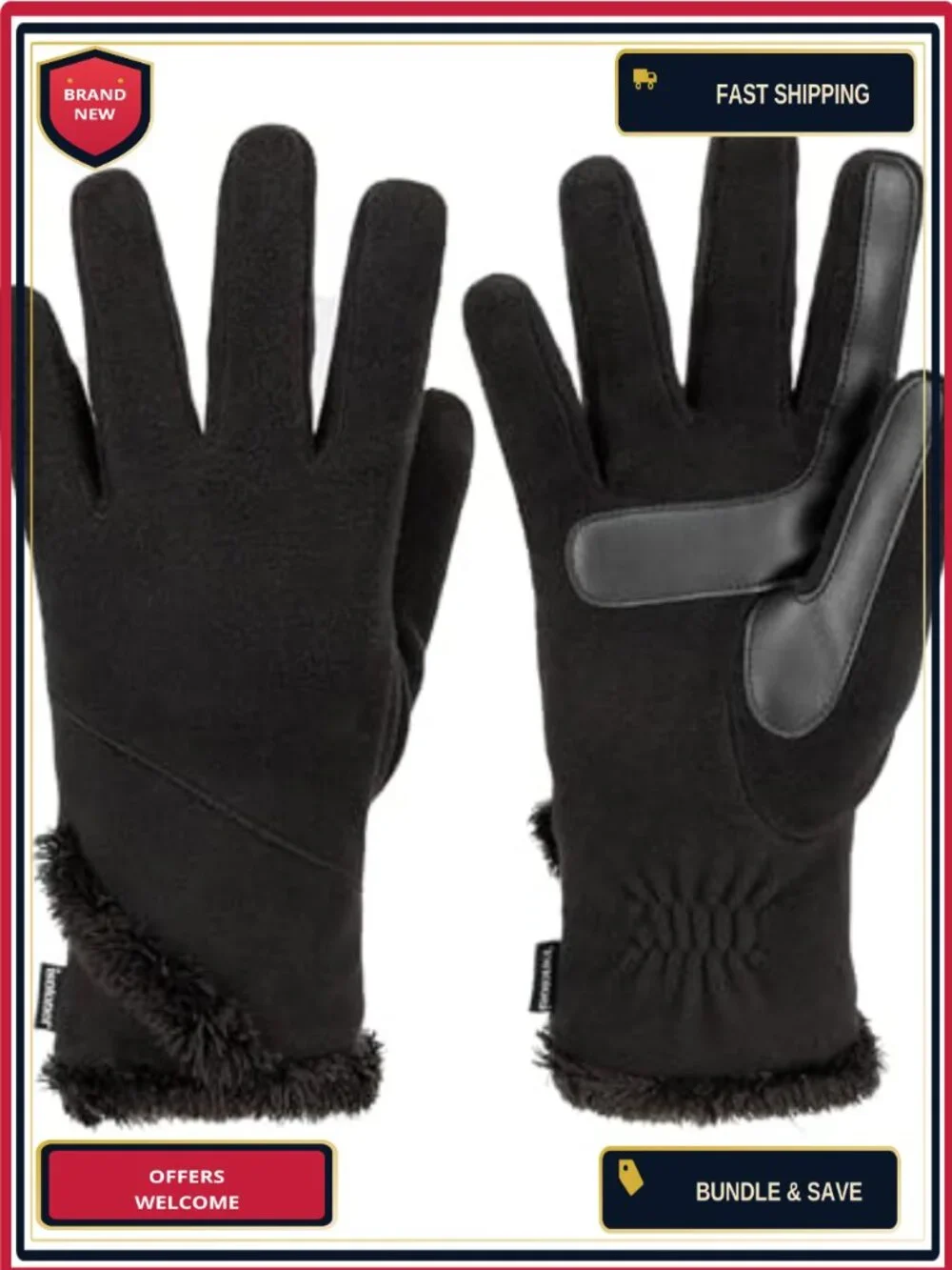 Women's Stretch Fleece Gloves Touchscreen SmartDri Waterproof Grip Tech